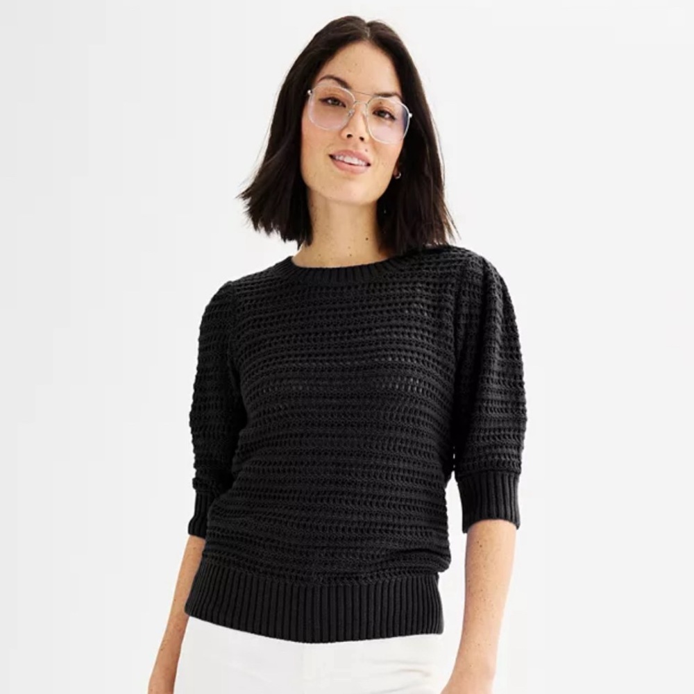 Sonoma Women’s BLACK Crochet Sweater, XL - Picture 1 of 6